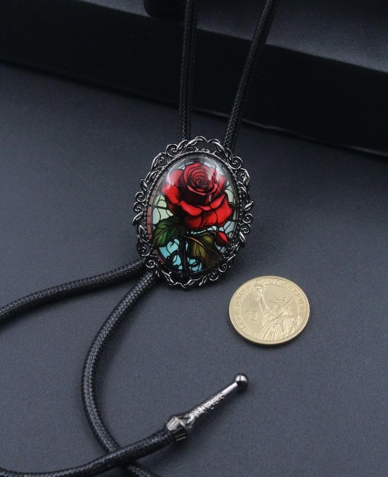 PEARLY JUN Bolo Tie for Women Men Flower Rose Western Cowboy Brown Leather Country Style String Vest Gifts - Image 1